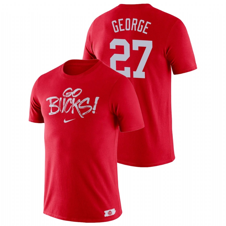 Ohio State Buckeyes Men's NCAA Eddie George #27 Scarlet Brush Phrase College Football T-Shirt PCR7549ZW